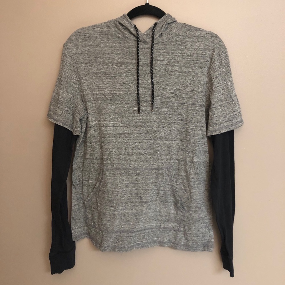 drawstring heathered grey sweatshirt